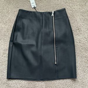 Express Black Leather Skirt with small slit in front, size 00